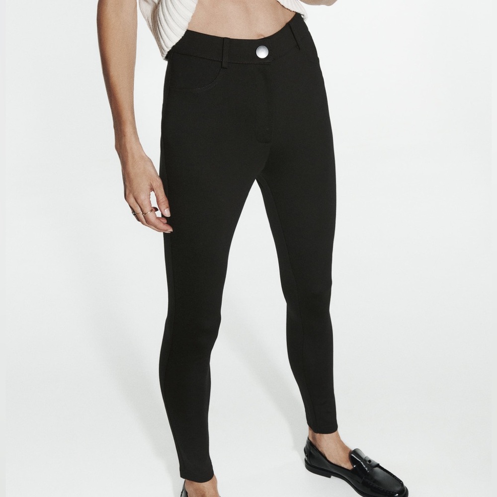 Zara high rise buttoned leggings